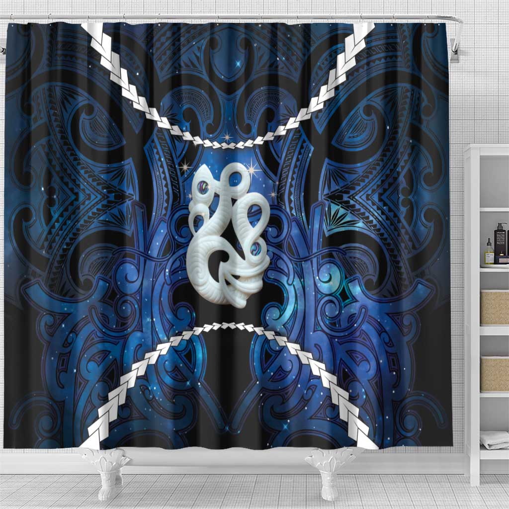 Maori Matariki Manaia Shower Curtain Maori Kowhaiwhai Pattern Galaxy LT01 - Polynesian Pride