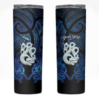 Personalized Maori Matariki Manaia Skinny Tumbler Maori Kowhaiwhai Pattern Galaxy LT01 Blue - Polynesian Pride