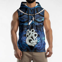 Personalized Maori Matariki Manaia Sleeveless Hoodie Maori Kowhaiwhai Pattern Galaxy LT01 - Polynesian Pride
