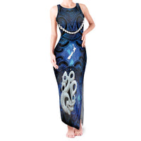Personalized Maori Matariki Manaia Tank Maxi Dress Maori Kowhaiwhai Pattern Galaxy LT01 Women Blue - Polynesian Pride