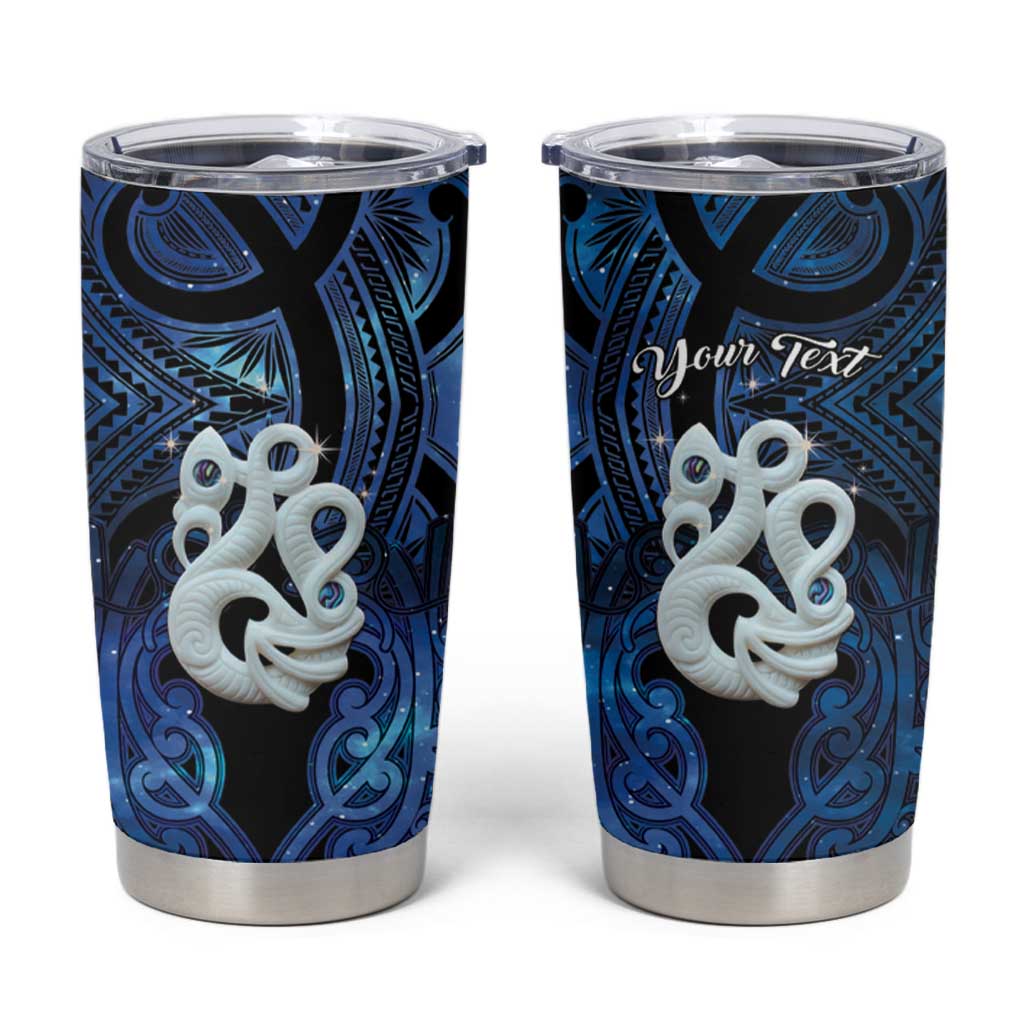 Personalized Maori Matariki Manaia Tumbler Cup Maori Kowhaiwhai Pattern Galaxy LT01 Blue - Polynesian Pride