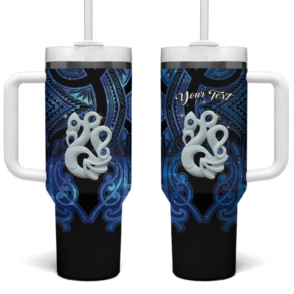 Personalized Maori Matariki Manaia Tumbler With Handle Maori Kowhaiwhai Pattern Galaxy LT01 One Size: 40 oz Blue - Polynesian Pride