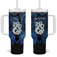 Personalized Maori Matariki Manaia Tumbler With Handle Maori Kowhaiwhai Pattern Galaxy LT01 One Size: 40 oz Blue - Polynesian Pride