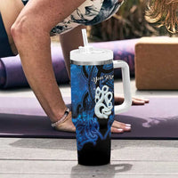Personalized Maori Matariki Manaia Tumbler With Handle Maori Kowhaiwhai Pattern Galaxy LT01 - Polynesian Pride