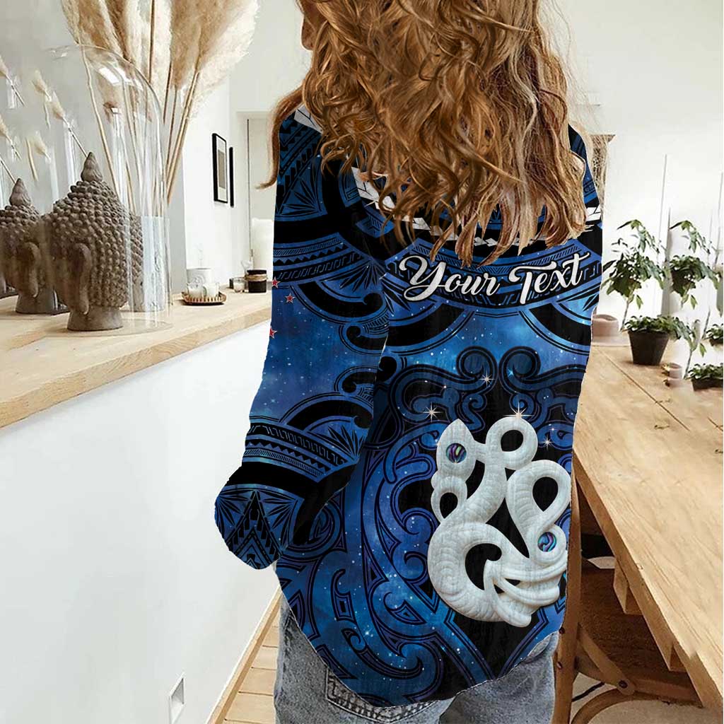 Personalized Maori Matariki Manaia Women Casual Shirt Maori Kowhaiwhai Pattern Galaxy LT01 - Polynesian Pride