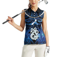 Personalized Maori Matariki Manaia Women Sleeveless Polo Shirt Maori Kowhaiwhai Pattern Galaxy LT01 - Polynesian Pride