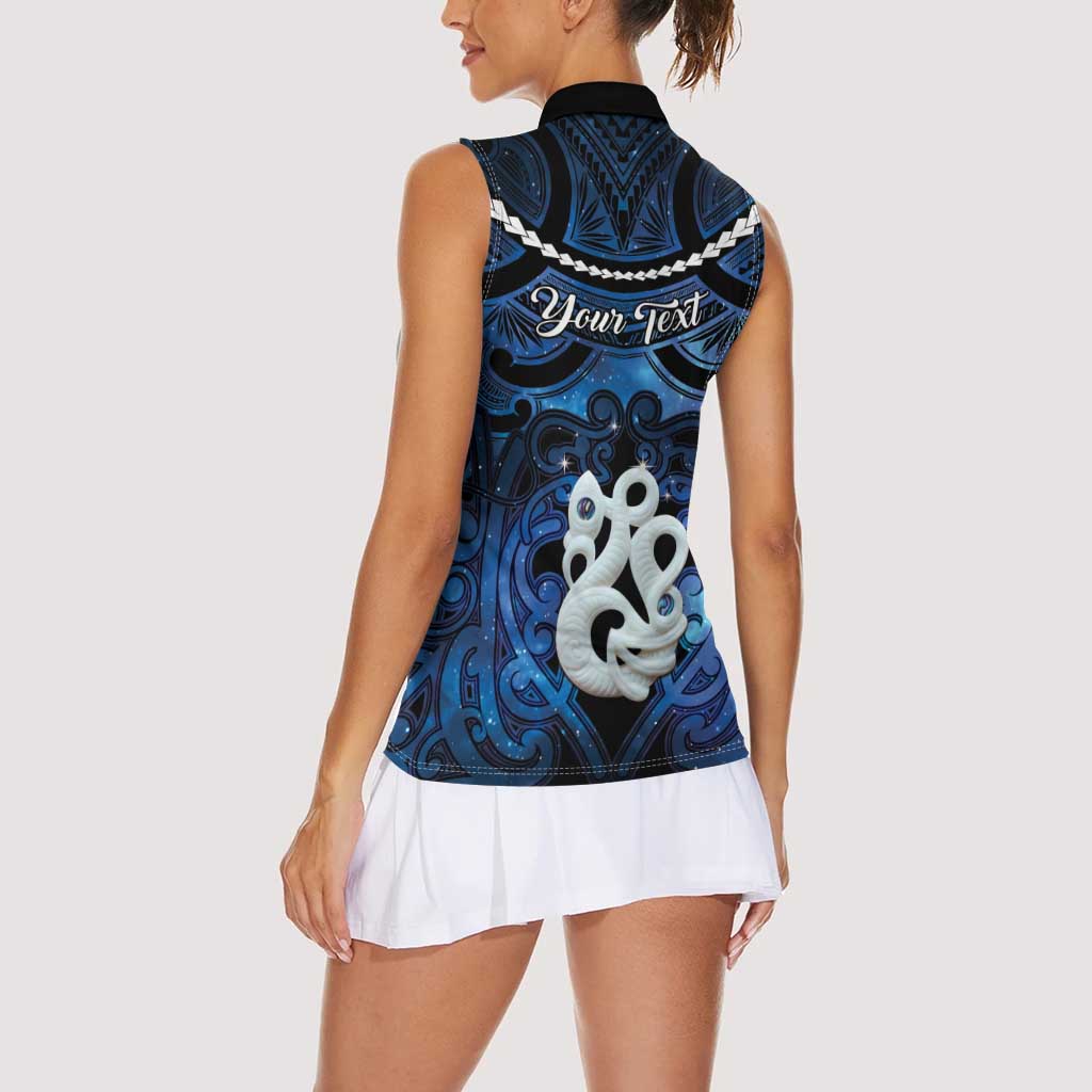 Personalized Maori Matariki Manaia Women Sleeveless Polo Shirt Maori Kowhaiwhai Pattern Galaxy LT01 - Polynesian Pride