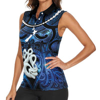 Personalized Maori Matariki Manaia Women Sleeveless Polo Shirt Maori Kowhaiwhai Pattern Galaxy LT01 - Polynesian Pride