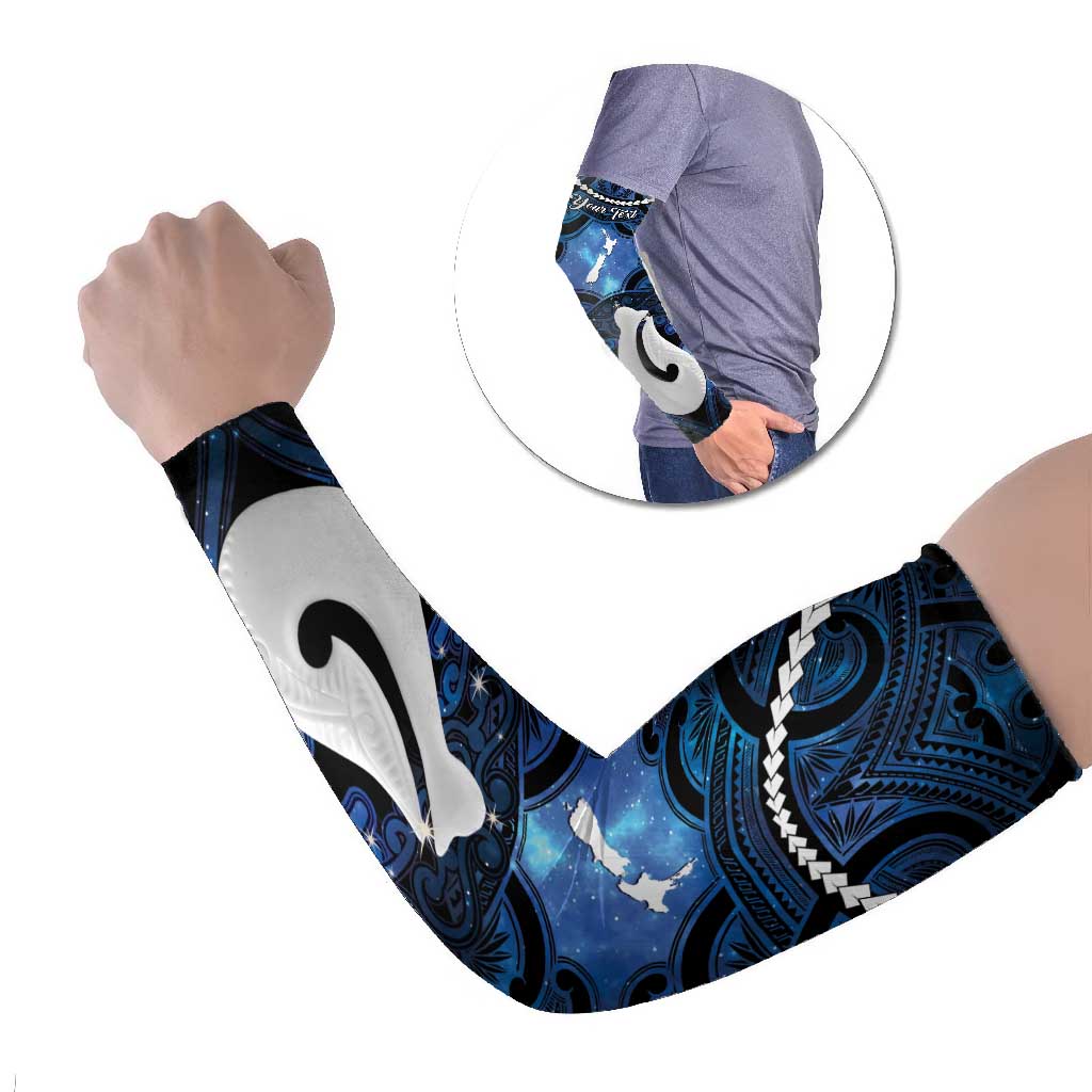 Personalized Maori Matariki Hei Matau Arm Sleeves Maori Kowhaiwhai Pattern Galaxy LT01 Set of 2 Blue - Polynesian Pride