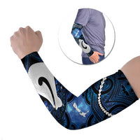Personalized Maori Matariki Hei Matau Arm Sleeves Maori Kowhaiwhai Pattern Galaxy LT01 Set of 2 Blue - Polynesian Pride