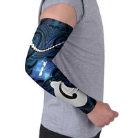 Personalized Maori Matariki Hei Matau Arm Sleeves Maori Kowhaiwhai Pattern Galaxy LT01 - Polynesian Pride