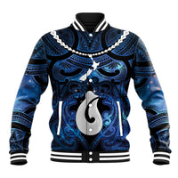 Personalized Maori Matariki Hei Matau Baseball Jacket Maori Kowhaiwhai Pattern Galaxy LT01 Unisex Blue - Polynesian Pride