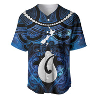 Personalized Maori Matariki Hei Matau Baseball Jersey Maori Kowhaiwhai Pattern Galaxy LT01 Blue - Polynesian Pride