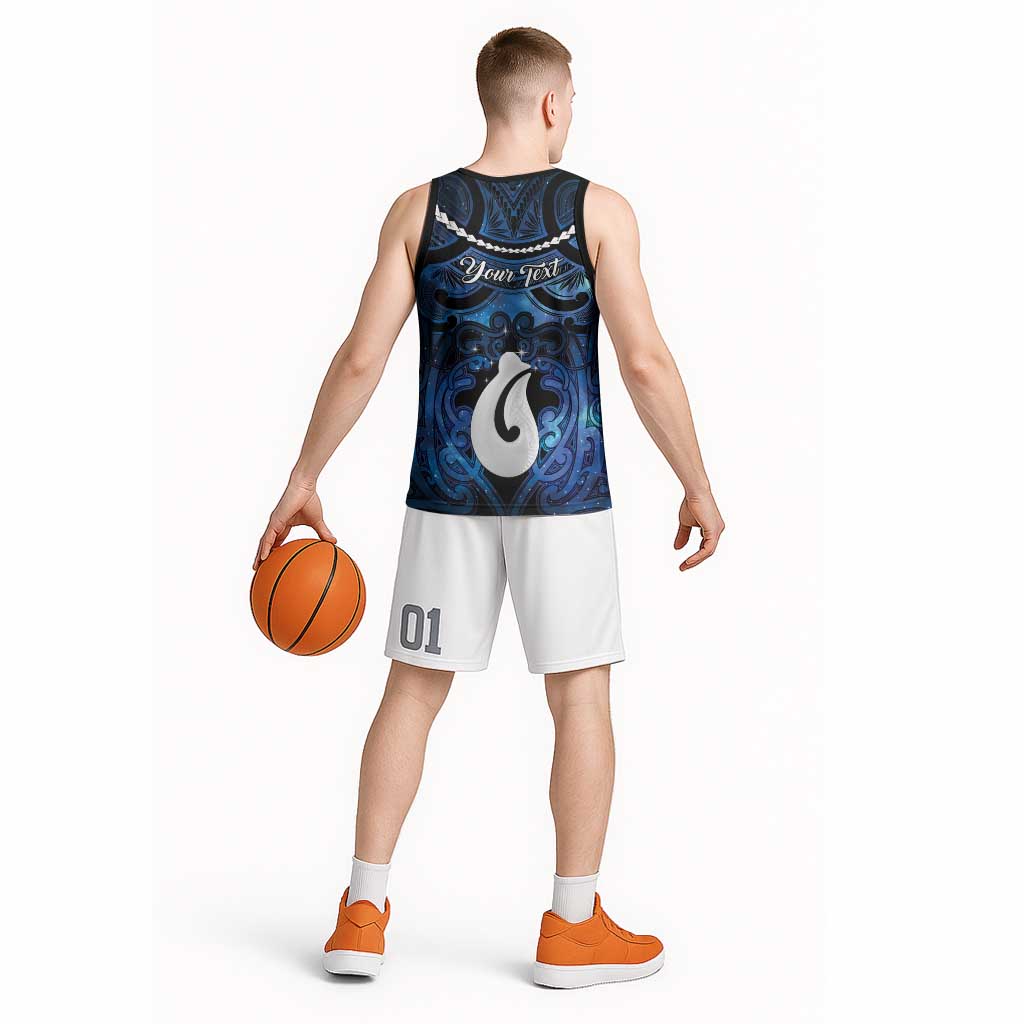 Personalized Maori Matariki Hei Matau Basketball Jersey Maori Kowhaiwhai Pattern Galaxy LT01 - Polynesian Pride