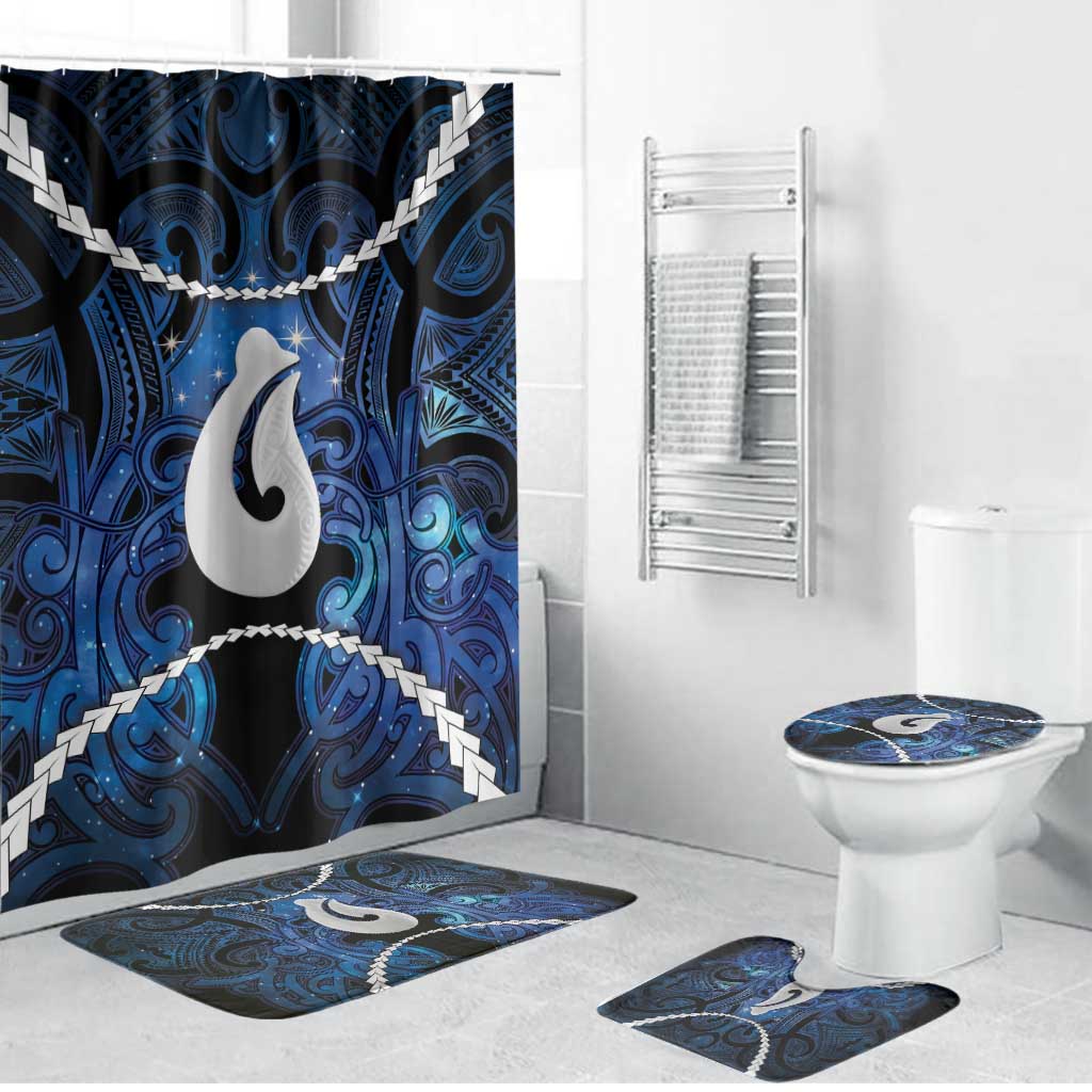 Maori Matariki Hei Matau Bathroom Set Maori Kowhaiwhai Pattern Galaxy LT01 Bathroom Set (4 pcs) Blue - Polynesian Pride