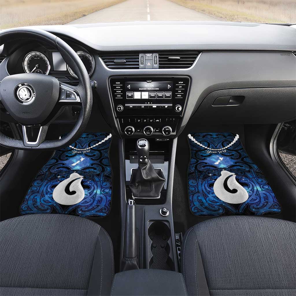 Personalized Maori Matariki Hei Matau Car Mats Maori Kowhaiwhai Pattern Galaxy LT01 Set 2pcs - Front Blue - Polynesian Pride