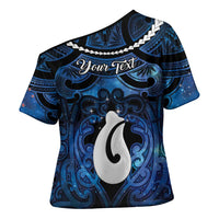 Personalized Maori Matariki Hei Matau Cross Shoulder Shirt Maori Kowhaiwhai Pattern Galaxy LT01 - Polynesian Pride