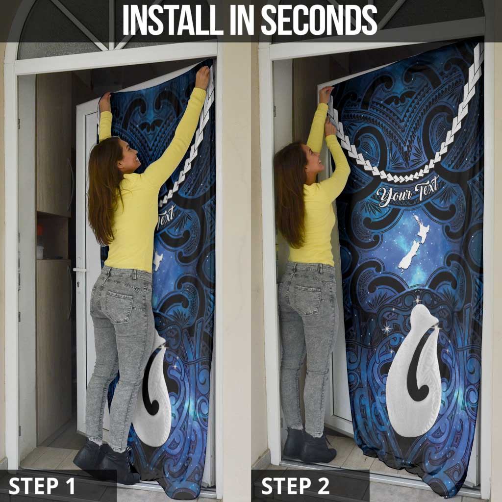 Personalized Maori Matariki Hei Matau Door Cover Maori Kowhaiwhai Pattern Galaxy LT01 - Polynesian Pride