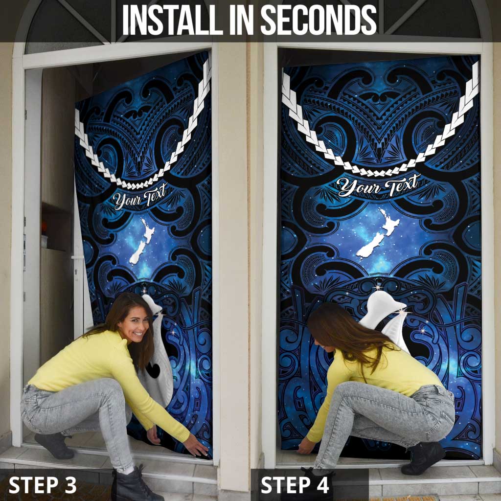 Personalized Maori Matariki Hei Matau Door Cover Maori Kowhaiwhai Pattern Galaxy LT01 - Polynesian Pride