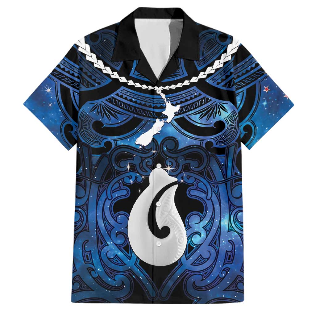 Personalized Maori Matariki Hei Matau Family Matching Off The Shoulder Long Sleeve Dress and Hawaiian Shirt Maori Kowhaiwhai Pattern Galaxy