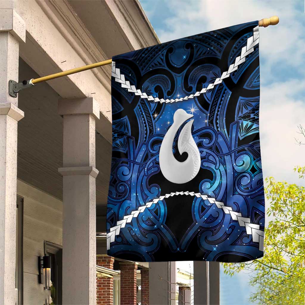 Maori Matariki Hei Matau Garden Flag Maori Kowhaiwhai Pattern Galaxy LT01 House Flag Blue - Polynesian Pride