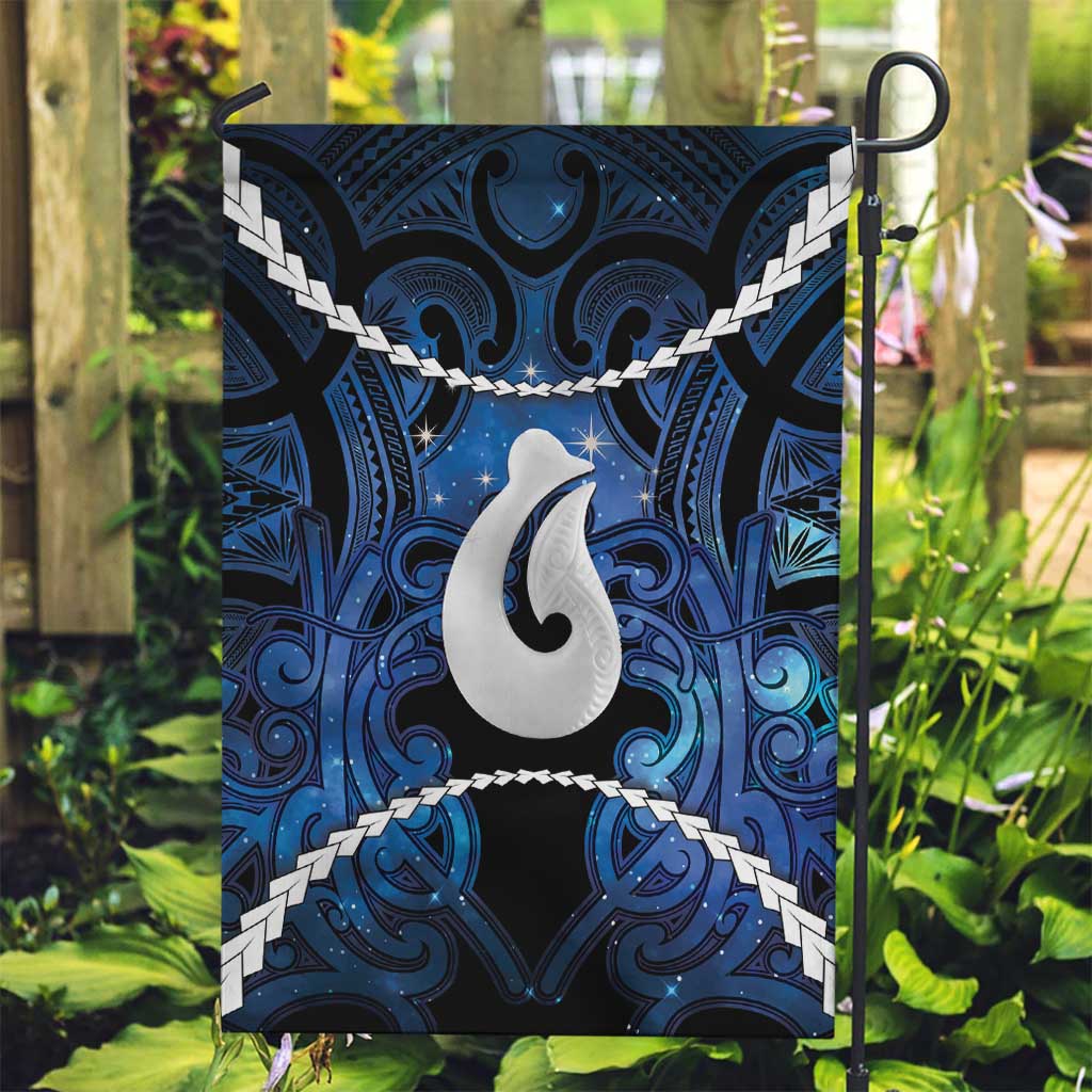 Maori Matariki Hei Matau Garden Flag Maori Kowhaiwhai Pattern Galaxy LT01 Garden Flag Blue - Polynesian Pride