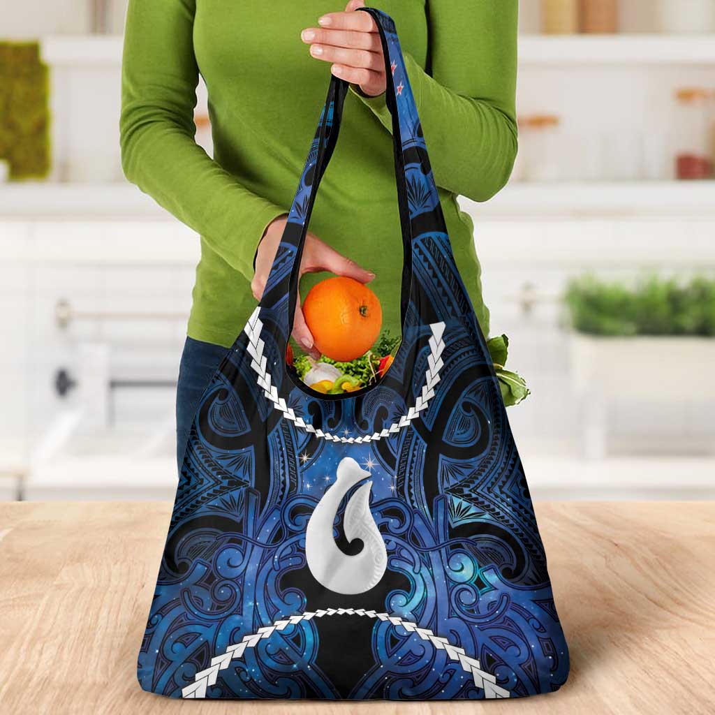 Maori Matariki Hei Matau Grocery Bag Maori Kowhaiwhai Pattern Galaxy LT01 - Polynesian Pride
