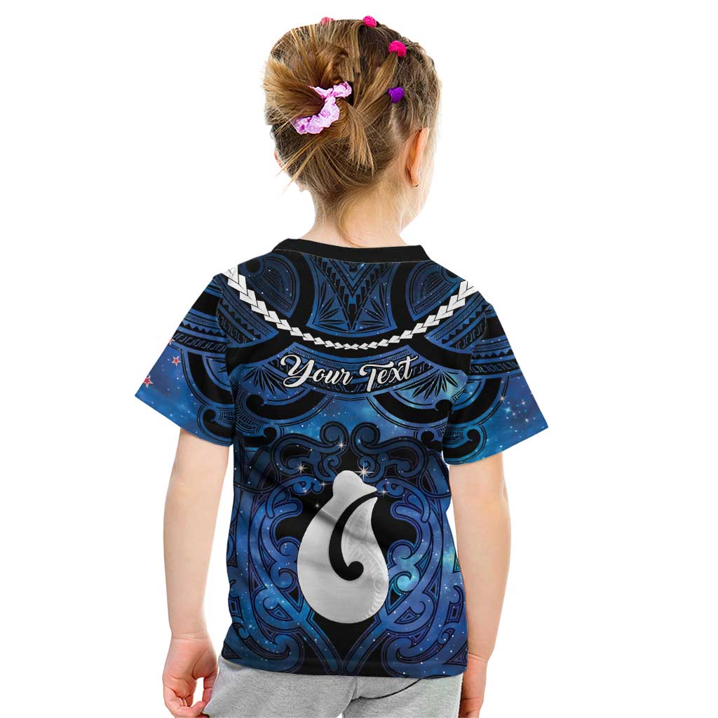 Personalized Maori Matariki Hei Matau Kid T Shirt Maori Kowhaiwhai Pattern Galaxy LT01 - Polynesian Pride