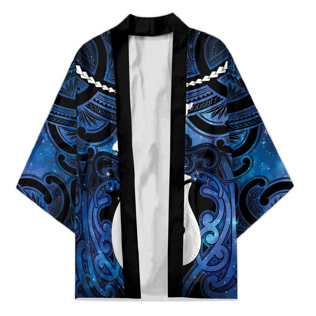 Personalized Maori Matariki Hei Matau Kimono Maori Kowhaiwhai Pattern Galaxy LT01 Unisex Blue - Polynesian Pride