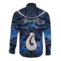 Personalized Maori Matariki Hei Matau Long Sleeve Button Shirt Maori Kowhaiwhai Pattern Galaxy LT01 - Polynesian Pride