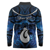 Personalized Maori Matariki Hei Matau Long Sleeve Polo Shirt Maori Kowhaiwhai Pattern Galaxy LT01 - Polynesian Pride