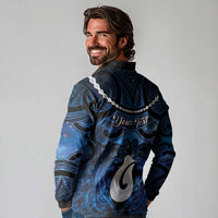Personalized Maori Matariki Hei Matau Long Sleeve Polo Shirt Maori Kowhaiwhai Pattern Galaxy LT01 - Polynesian Pride