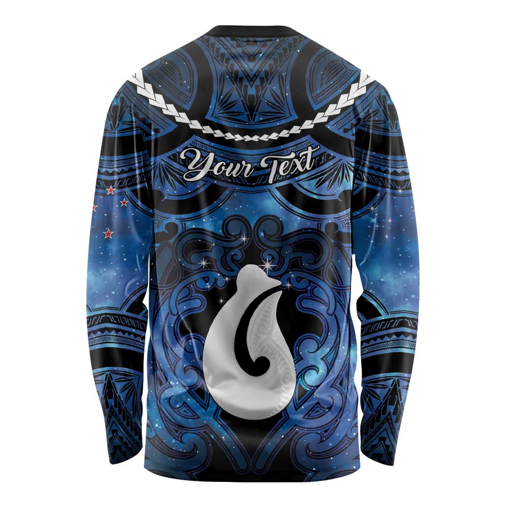 Personalized Maori Matariki Hei Matau Long Sleeve Shirt Maori Kowhaiwhai Pattern Galaxy LT01 - Polynesian Pride