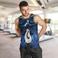 Personalized Maori Matariki Hei Matau Men Tank Top Maori Kowhaiwhai Pattern Galaxy LT01 Blue - Polynesian Pride