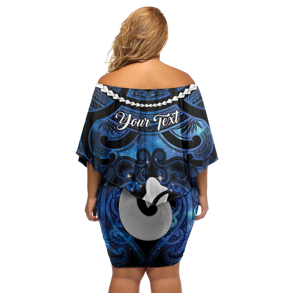 Personalized Maori Matariki Hei Matau Off Shoulder Short Dress Maori Kowhaiwhai Pattern Galaxy LT01 - Polynesian Pride