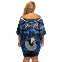 Personalized Maori Matariki Hei Matau Off Shoulder Short Dress Maori Kowhaiwhai Pattern Galaxy LT01 - Polynesian Pride