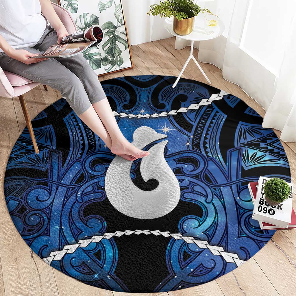Maori Matariki Hei Matau Round Carpet Maori Kowhaiwhai Pattern Galaxy LT01 - Polynesian Pride