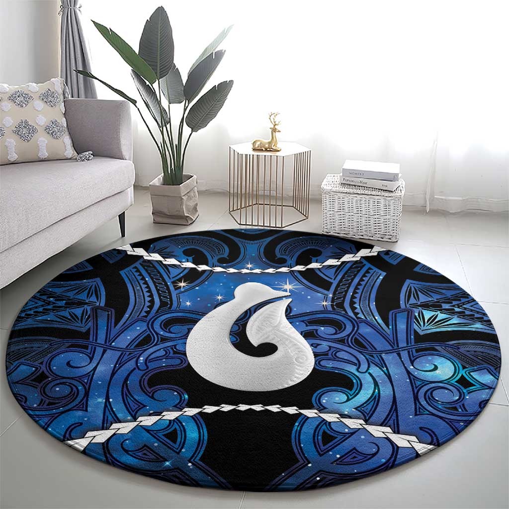 Maori Matariki Hei Matau Round Carpet Maori Kowhaiwhai Pattern Galaxy LT01 - Polynesian Pride