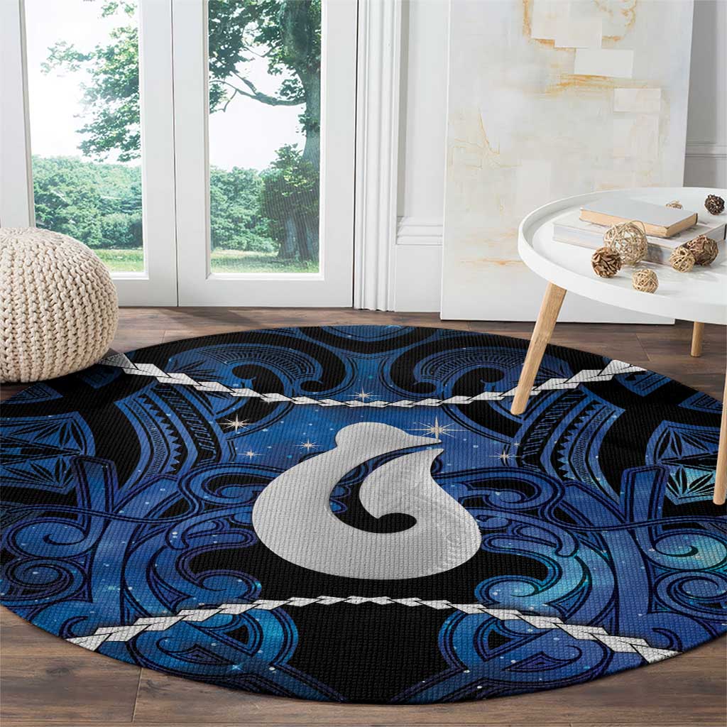 Maori Matariki Hei Matau Round Carpet Maori Kowhaiwhai Pattern Galaxy LT01 - Polynesian Pride