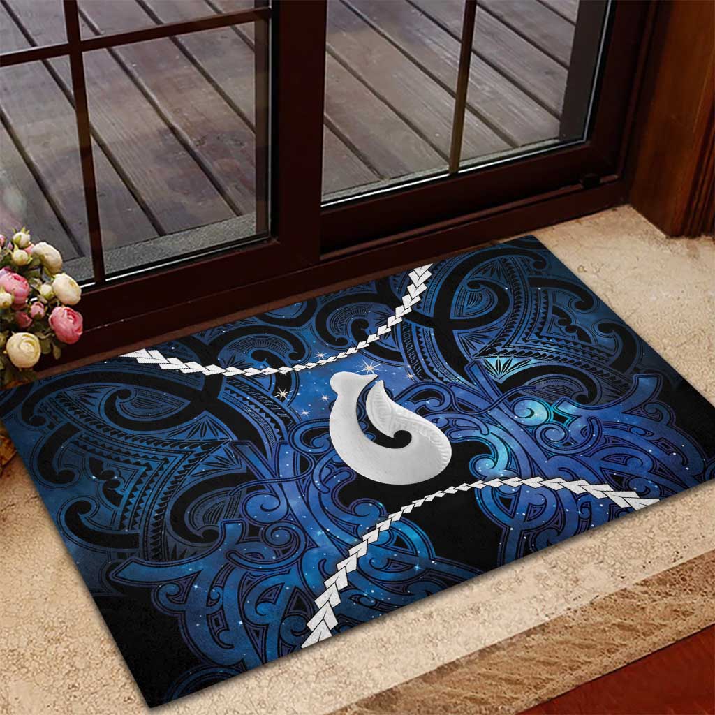 Maori Matariki Hei Matau Rubber Doormat Maori Kowhaiwhai Pattern Galaxy LT01 - Polynesian Pride
