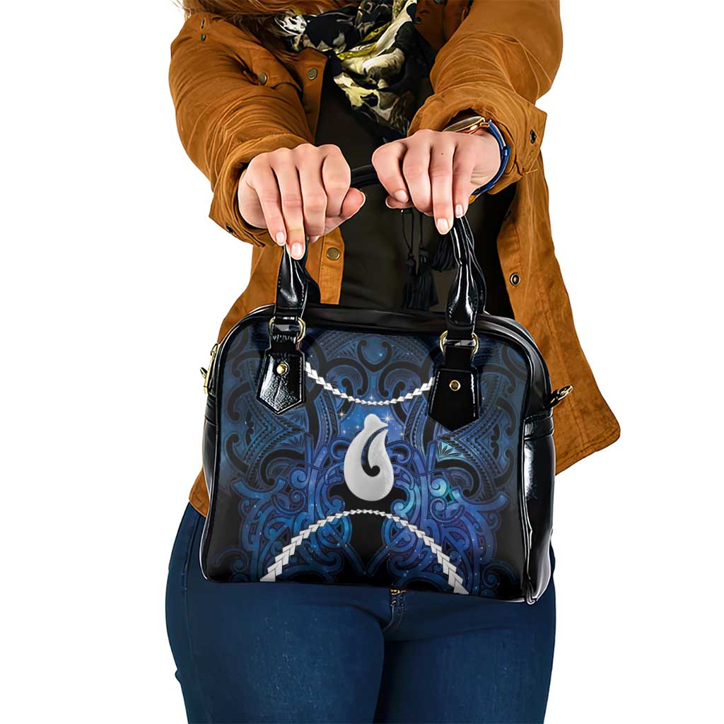 Maori Matariki Hei Matau Shoulder Handbag Maori Kowhaiwhai Pattern Galaxy LT01 One Size Blue - Polynesian Pride