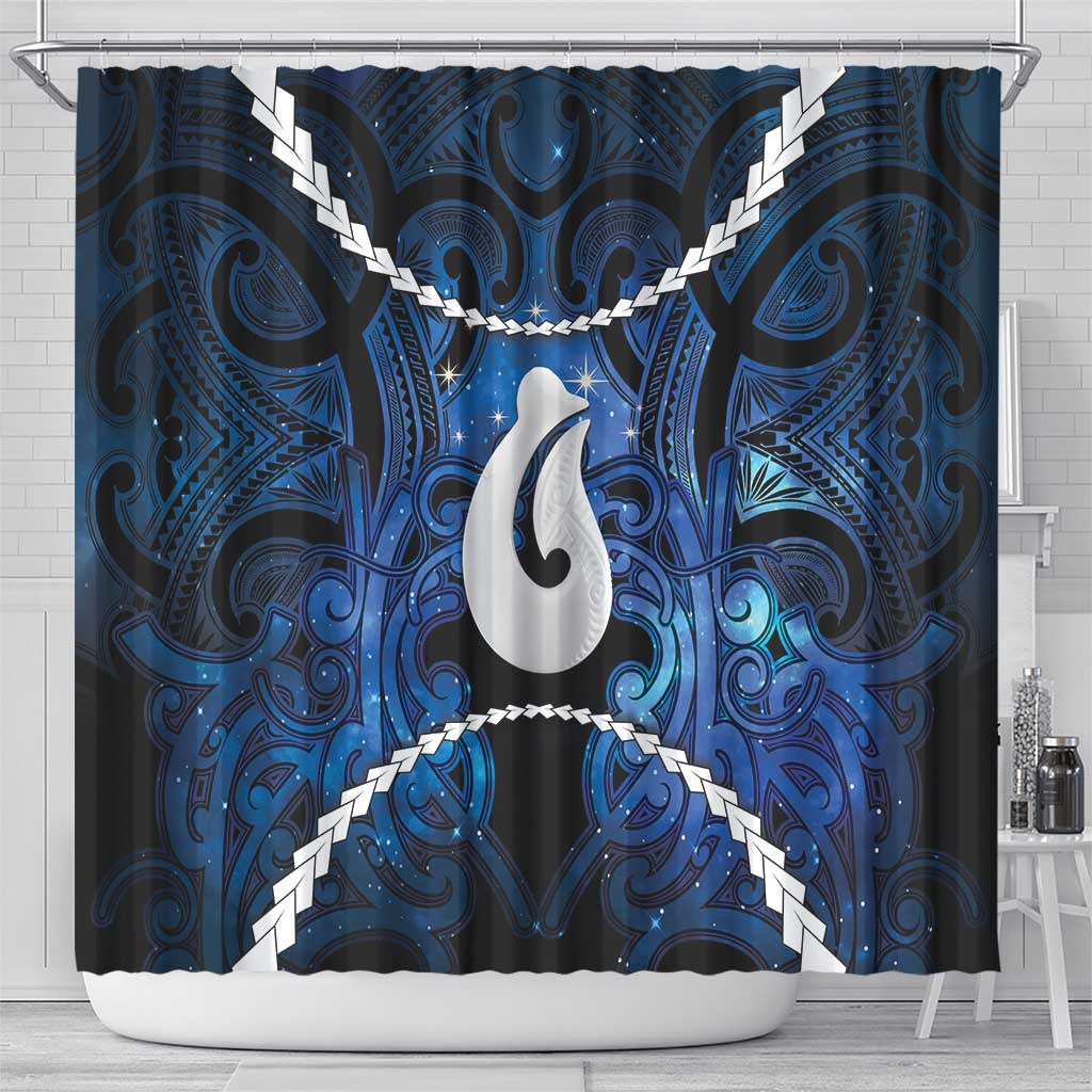 Maori Matariki Hei Matau Shower Curtain Maori Kowhaiwhai Pattern Galaxy LT01 - Polynesian Pride