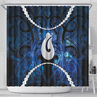 Maori Matariki Hei Matau Shower Curtain Maori Kowhaiwhai Pattern Galaxy LT01 - Polynesian Pride