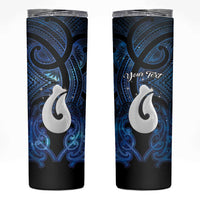 Personalized Maori Matariki Hei Matau Skinny Tumbler Maori Kowhaiwhai Pattern Galaxy LT01 Blue - Polynesian Pride