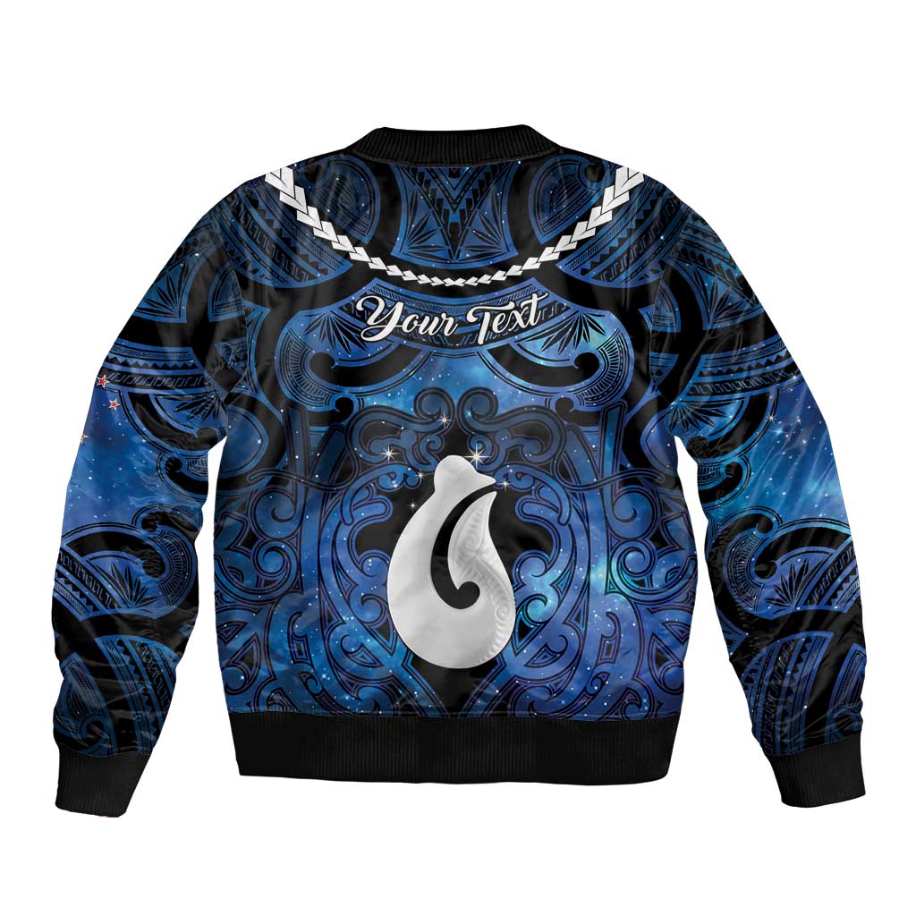 Personalized Maori Matariki Hei Matau Sleeve Zip Bomber Jacket Maori Kowhaiwhai Pattern Galaxy LT01 - Polynesian Pride