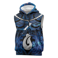 Personalized Maori Matariki Hei Matau Sleeveless Hoodie Maori Kowhaiwhai Pattern Galaxy