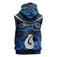 Personalized Maori Matariki Hei Matau Sleeveless Hoodie Maori Kowhaiwhai Pattern Galaxy