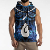 Personalized Maori Matariki Hei Matau Sleeveless Hoodie Maori Kowhaiwhai Pattern Galaxy