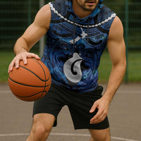 Personalized Maori Matariki Hei Matau Sleeveless Hoodie Maori Kowhaiwhai Pattern Galaxy