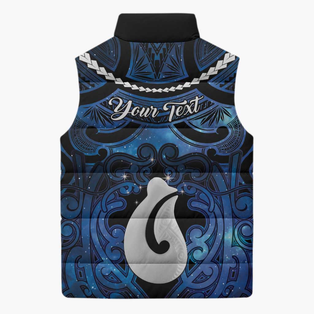 Personalized Maori Matariki Hei Matau Sleeveless Puffer Jacket Maori Kowhaiwhai Pattern Galaxy LT01 - Polynesian Pride